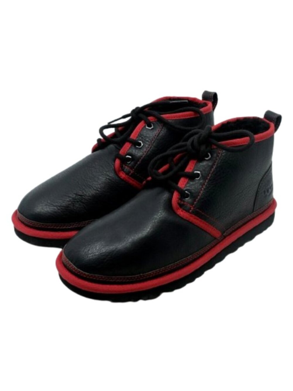 UGG~Neumel~WOMENS LEATHER & SHEARLING CHUKKA ANKLE BOOTS BLACK RED Sz 8